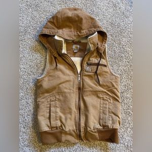 Carhartt Weathered Duck Wildwood Vest W/Hood Size Medium Women’s Sherpa Lined
